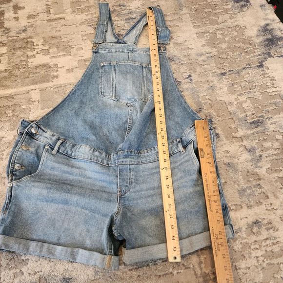 H&M Maternity Denim Overall Shorts Shortalls Women's size XXL Medium Wash - Picture 8 of 16